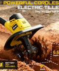 Cordless Garden Tiller Tool Only For Lawn And Garden 360 RPM Rototiller 9 Inch Width 6.6 Inch Depth 48 Steel Tines