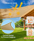 Sun Shade Sail 8x10 Foot Sand Rectangle Canopy Shade Cover For Patio And Backyard UV Block Ninety Five Percent Permeable