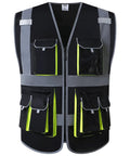 Black and neon Two Pack Hi Vis Mesh Safety Vest With 10 Pockets And Zipper For Men And Women Fluorescent Neon Color ANSI ISEA Class 2