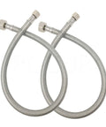 Two Pack 24 Inch Braided Stainless Steel Faucet Supply Line With Three Eighths Inch Compression To One Half Inch FIP Connector