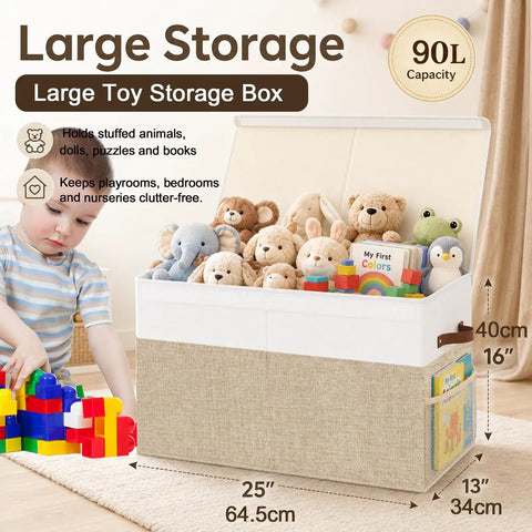 Hella Spacious Game Changer Large Toy Storage Box With Lid And Dividers Foldable Organizer For Stuffed Animals Building Blocks Keeps Playroom Looking Fresh Durable PP Construction Real Talk Quality