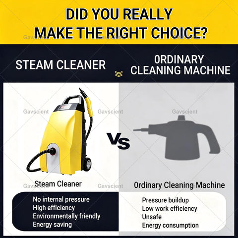 Comparison of Heavy-Duty Steam Cleaner With Six Accessories For Deep Cleaning Floors, Grills, Autos And Home Surfaces and an ordinary cleaning machine.