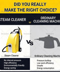 Gavscient High Temp Steam Cleaner For Home Cars And AC. Comparison with ordinary cleaning machine, highlighting efficiency and safety.