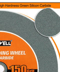 Six Inch Eighty Grit Green Silicon Carbide Bench Grinder Wheel One Half Inch Arbor Hole For Fast Metal Burr Removal And Tough Shop Builds That Smokes Through Rough Stock Like A Workhorse, showing surface detail and branding.