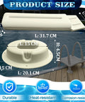 Deck Mount Conversion Kit For 7200 Roll Guard A-Frame Pool Ladders with size details, poolside view