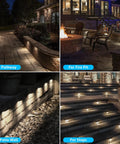 7 Inch Hardscape Led Wall Lights, 5W Outdoor Step And Retaining Wall Lighting, 270 Degree Adjustable Direction, 3000K Warm White, Low Voltage, Waterproof Paver Lights With Connectors, ETL Listed, 4 Pack illuminating pathway, fire pit, patio wall, and steps