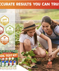 Mother and daughter using All In One Soil Test Kit With 140 Tests 2026 Version for veggie garden soil health.