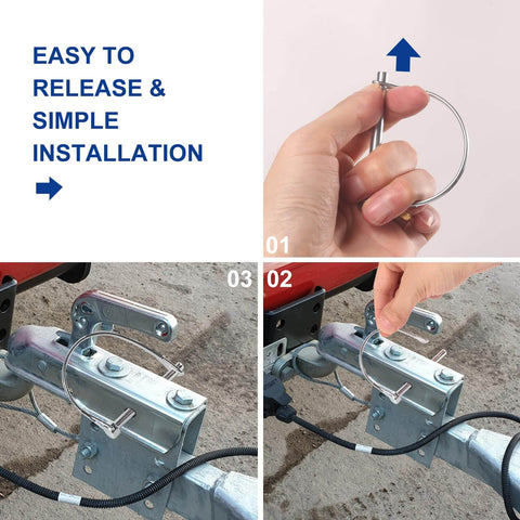 Two-Pack One Quarter Inch By Three Inch Trailer Hitch Pin Set Durable Zinc Plated Carbon Steel Coupler Pins installation steps
