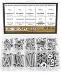 Badass 142 Piece Stainless Steel Screw Assortment Kit With Phillips Countersunk Head Machine Screws Matching Hex Nuts And Flat Washers in organizer