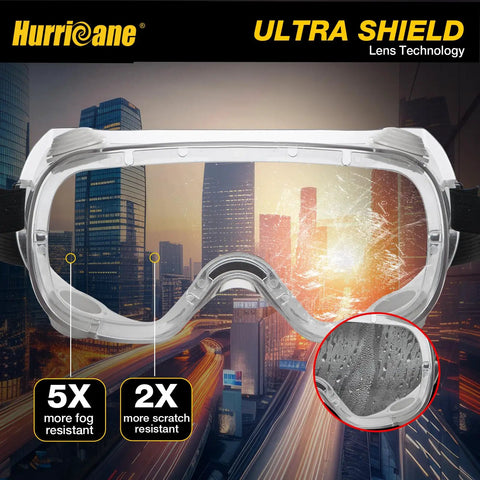 2 Pack PVC Safety Goggles With UV400 Transparent Lenses White Vent Valve Anti Fog Comfort Fit And Adjustable Elastic Band For Work