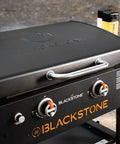 28 Inch Griddle With Protective Hood And Counter Height Side Shelves In Powder Coated Steel For Outdoor Grilling, 524 Square Inches Of Cooking Space