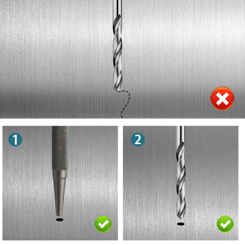 Heavy Duty Four Piece Nail Setter And Center Punch Set For Woodworking Projects with drill bit and center punch instructions.