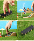 24 Pack Black Fingerboard Foam Grip Tape 110 x 38 x 2 mm Anti Slip Deck Tape for Finger Skateboards shown on ramps