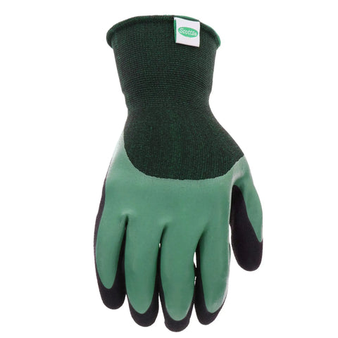 Double Dipped Latex Work Gloves With Water Resistance, Super Grip, Abrasion Resistant, Green And Black, Large Size
