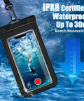 Waterproof Phone Pouch 2 Pack IPX8 Dry Bag Case Fits Any Phone Up To 8.4 Inches, underwater view showing durability at 30m depth.