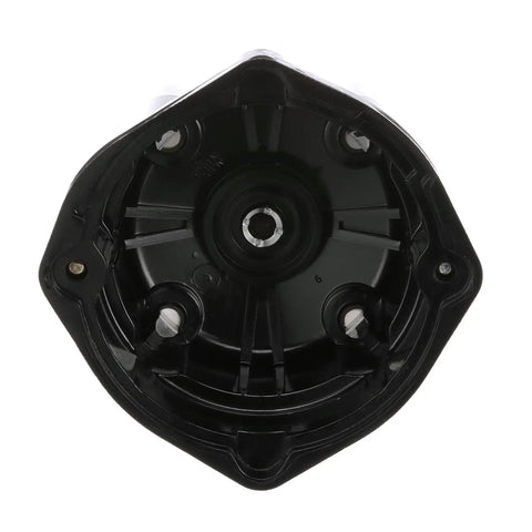 Distributor Cap for MerCruiser Marine Engines With Conventional Ignition Systems, interior view showing brass inserts.