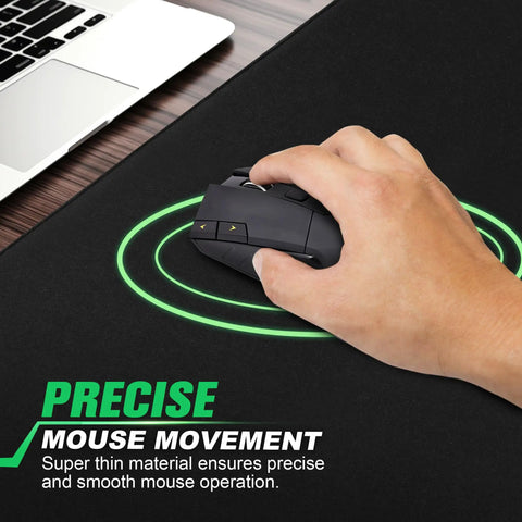 Hand using mouse on Huge 46 By 17 Inch XXL Thick Gaming Mouse Pad For Gamers Extra Large Extended Desk Mat with Smooth Surface, Black Color