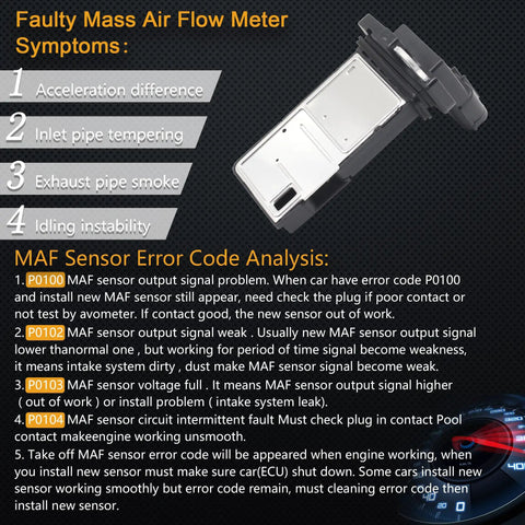 Mass Air Flow Sensor MAF Meter For Acura And Honda Vehicles Drop In OEM Quality MAF Sensor with error code analysis