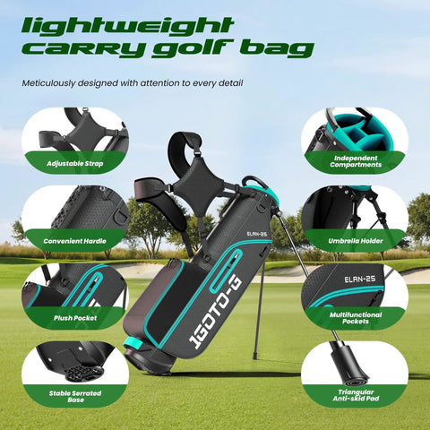 Women's 7-Piece Golf Club Set Left-Handed With Stand Bag And Rain Hood features including strap and pockets