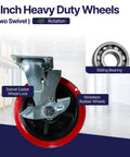 8 Inch Heavy Duty Wheels featuring two swivel locking casters with 360 rotation for the Badass Heavy Duty Flatbed Platform Cart.