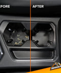 Get Your Ride Looking Sharp With This Multi Purpose Car Cleaner Spray In 16 Fl Oz Tossing New Car Scent Everywhere To Cut Through Dirt On Dashboards And Upholstery While Killing Stinks Dead, before and after comparison of cup holder cleaning.