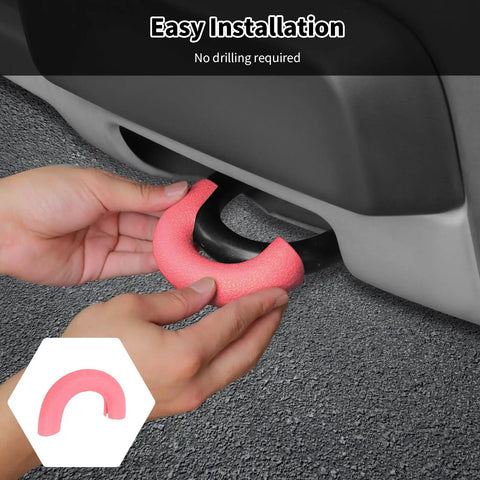 Pink Front Bumper Tow Hook Covers For F-150 2009 To 2025, easy installation shown on tow hook, durable material.