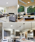 9 Inch Square LED Flush Mount Ceiling Light, Dimmable 18W, 1200 Lumens in living room, patio, and kitchen settings