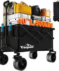 40 Inch Collapsible Wagon Cart With 500 Pound Capacity Heavy Duty Folding Beach Wagon with gear loaded, all terrain wheels.