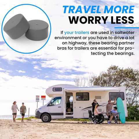 1.98 Inch Grey Rubber Trailer Wheel Hub Dust Caps 4 Pack Replacement Bearing Protectors with family camping and trailer