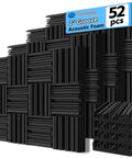 Dope Thick Acoustic Foam Panels 12 Inch Square 2 Inch Deep Pack Of 52 with groove pattern for noise reduction in studios and theaters.