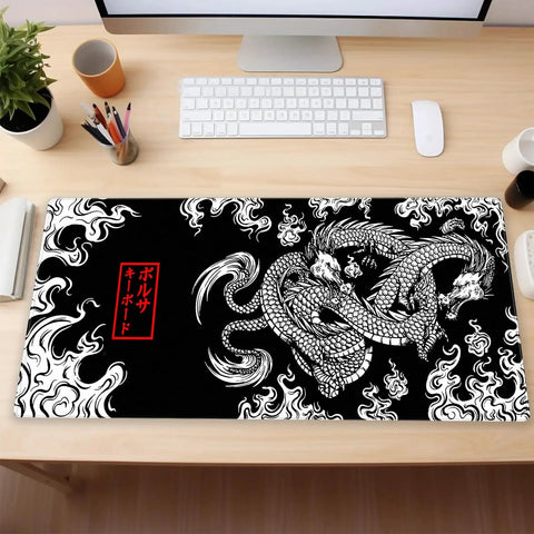 Extra Large Black And White Gaming Mouse Pad For Pro Setups Extended 31.5 By 15.7 Inches Desk Mat With Stitched Edges