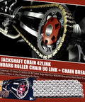 Close-up of Jackshaft Chain Kit With 42 Link And 90 Link Standard Roller Chains And Chain Breaker for mini bikes