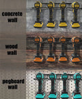 Power Tool Organizer Wall Mount And Drill Holder For Dewalt Cordless Tools, Heavy Duty 6mm Welded Metal Shelf on various walls