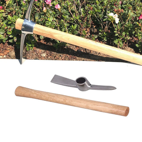 Dual Head Stainless Steel Pick Axe Garden Tool With Wood Handle Mattock Hoe For Potted Plants And Yard Work parts