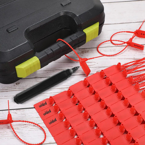 2000 Pack Plastic Tamper Seals Security Tags With Numbered Zip Ties For Fire Extinguishers Self Locking Disposable Safety Tags Tamper Evident 250mm Red Pro Grade