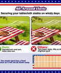 Comparison of anti-wind American Flag Picnic Table Cover Set With Bench Covers, 6 Foot Windproof vs basic version