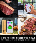 Wireless Meat Thermometer Pro For Grilling And Cooking With Bluetooth App 100 Percent Wire Free Temperature Monitoring device in use
