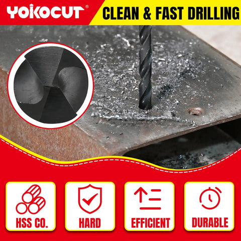 1/4 Inch By 8 Inch Long Drill Bit With Black Oxide Coating And Cobalt Alloy, drilling through metal surface, industrial use