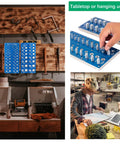 2 In 1 Thread Checker And Nut Bolt Identifier Gauge Set With 40 Sizes in Hardened Steel Blue 2 Piece Kit shown in use and storage.
