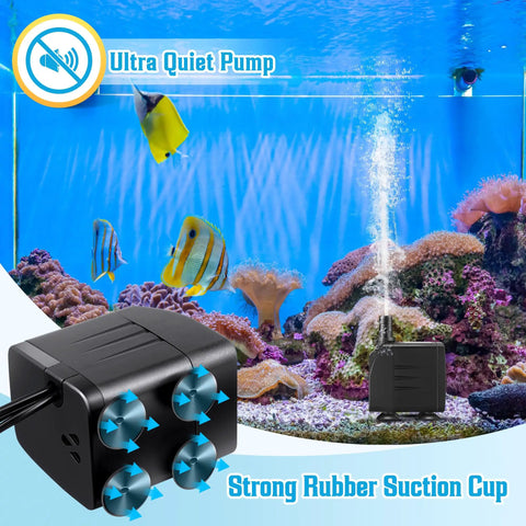 Beast Submersible Fountain Pump With Lights 16W 800 Liters Per Hour Flow 8.86ft Lift in aquarium with fish and plants