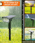 Super Bright 40 LED Solar Landscape Lights Pack Of 6 With 3 Modes High Low Off Waterproof Outdoor Spotlights in rain shower