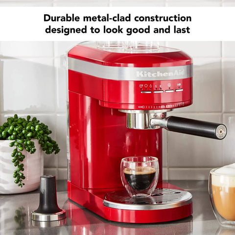 Empire Red Metal Semi Automatic Espresso Machine With Dual Smart Temperature Sensors and 58mm Commercial Grade Portafilter
