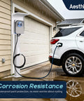 Outdoor EV Charger Pedestal Stand For Tesla And J1772 Type 2 Chargers Built Tough Weatherproof And Corrosion Resistant next to SUV