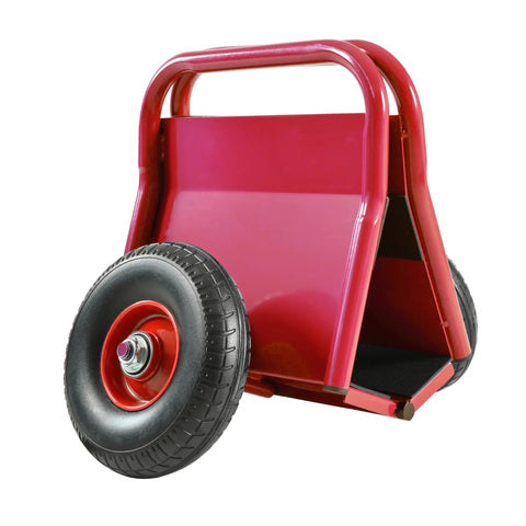 Totally Built Tough Heavy Duty Panel Dolly Cart Moves 1000 Lbs With Ease, features red steel frame and large wheels for transportation.
