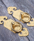 Antique Brass Ring Pulls Two Pack 10cm 3.94 Inch Classic Chinese Style Furniture Hardware