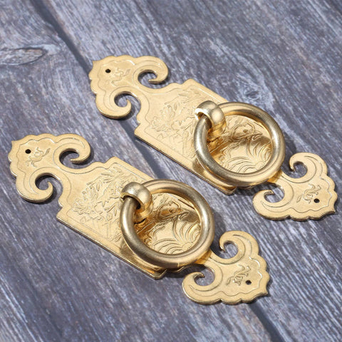 Antique Brass Ring Pulls Two Pack 10cm 3.94 Inch Classic Chinese Style Furniture Hardware