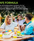 Family enjoying outdoor gathering with Citronella Torch Fuel With Clean Burning Biodegradable Formula And Extended Burn Time