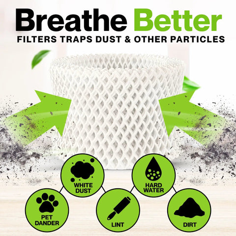 Six Pack Premium Humidifier Filters For Honeywell HAC 504 Series And HCM 350 Cool Mist Humidifiers with dust filtering arrows