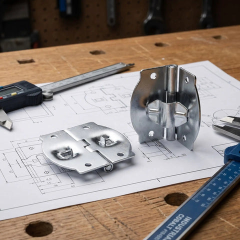 Hidden Concealed Mount Cabinet Hinges With Adjustable Angle For Storage And Luggage Cases, Dual Shaft Metal Box Hinge Design