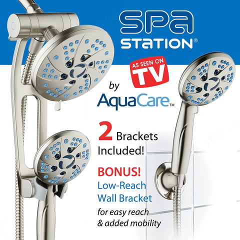 High Pressure Spa Shower System With 6 Inch Rain Head And Handheld 3 Way Shower Head Combo 48 Modes Anti Clog Nozzles Extra Long 6 Ft Stainless Steel Hose Adjustable Arm Wall Bracket Nickel Finish For Home Spa Vibe